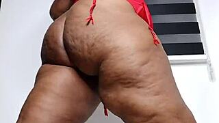 Thick Thighed Hotwife Mara Exotic Teases Big Clit Pussy in See-Through Red Lingerie Full Solo Video