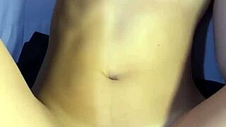 Her belly catches every drop after intense homemade couple riding session