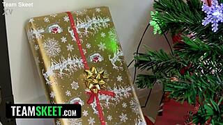 Blonde Santa Bombshell Sucks Balls Spanks Ass Before Double Titty Cum Blast!