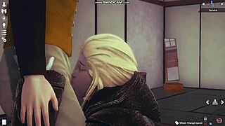 Blonde videogame honey select 2 slips lingerie for teasing whips and play