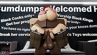 thick redhead bitch gets railed nasty by big black monster cock