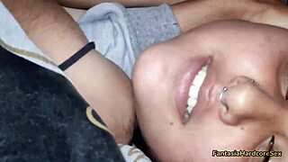 Watching TikTok porn with stepsister staring at her big beautiful tits milking my cock