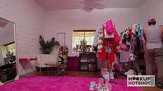 wow cute brunette jena larose bares big natural tits and curves