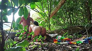 whoa rebecca santos is back outdoors in woods anal creampie squirts out her tight pussy 😍 tan lines boots monster cock ride