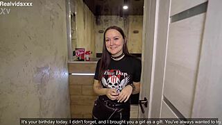 Girlfriend's Birthday Threesome Gift Turns Into Wild Pussy Licking FFM Fuck!