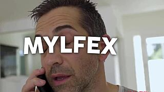 planning sweet shy daughter's wedding but daddy licks milf pussy on sofa 💦😏🍑 glasses juicy tits orgasm!! 