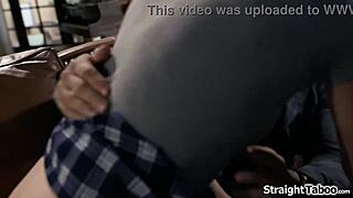 Stepdaddy's hand cracks down hard on my bare ass before pounding teen pussy deep and rough