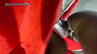 father christmas rips clothes for backshots on juicy ebony pussy that's dripping wet and creampied 😍💦