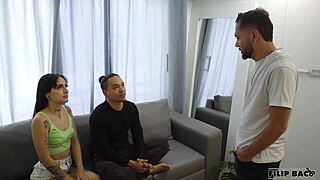 i come collect rent and fuck their wife doggystyle double vaginal with cum swap