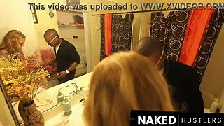 Blonde Natasha sucks big black cock from dating site in wild first time