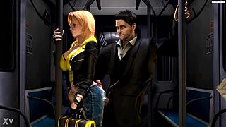 blonde bombshell rides subway in steamy cartoon adventure