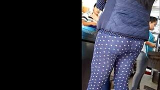 A voyeur spies on her juicy ass stuffed into homemade quesadillas up close