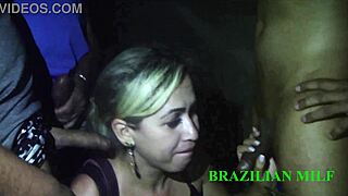 mirela mansur's huge rabuda ass gets fucked by three strangers in sao paulo tunnel see through red