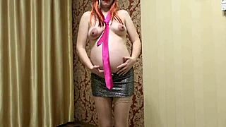 pregnant milf tempts with hairy natural tits and big nipples