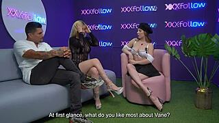 vane medina chats podcast then rides stranger's cock moaning loud with her big latina booty