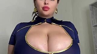 a gorgeous curvy milf with huge saggy natural tits teases in vip salon