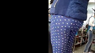 A voyeur spies on her juicy ass stuffed into homemade quesadillas up close