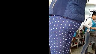 A voyeur spies on her juicy ass stuffed into homemade quesadillas up close