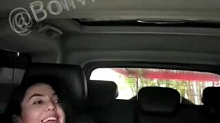 sexy latina mimi strips naked in the car heading to motel for public outdoor pussy pounding