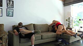 Unfaithful Wife Fucks Friend Doggystyle Next To Cuckold Hubby