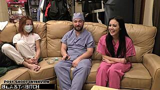 Blaire Celeste's mouth overflows with massive cum blast from patient