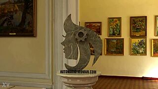 Glamour fuck doll silicone fake tits pounded by automatic sex machine