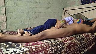 Hot Indian desi sister-in-law rides stepbrother-in-law's cock in bedroom heat.