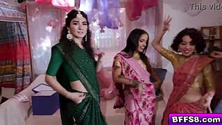 after the indian bachelorette party Nina White and friends Naudi Nala Satine Summers Nikki Slick strip and fuck hard