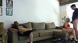 Unfaithful Wife Fucks Friend Doggystyle Next To Cuckold Hubby