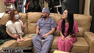 Blaire Celeste's mouth overflows with massive cum blast from patient