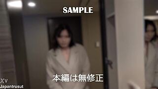 🤯 masako's h-cup tits housewife shows up in just lingerie under coat! 😈