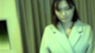 🤯 masako's h-cup tits housewife shows up in just lingerie under coat! 😈