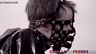 shemale in latex teases and takes her boy intimately