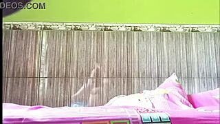 roommate's juicy asian pussy gets roommate's cum dripping down after bed fuck