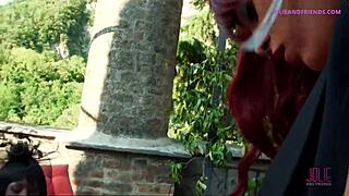 carnival threesome party wrecked by two giant shemale cocks pounding tight latina asshole raw!