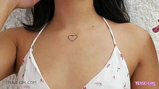 Horny brunette teen's perfect body craves daddy's cum swallow