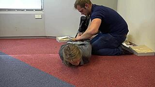 Teen Violet Haze Bound as Real Estate Agent Choking Deepthroat