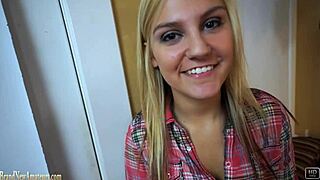 blonde amateur bailey strips naked masturbates pussy on casting sofa