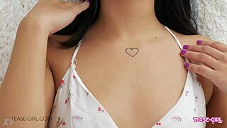 Horny brunette teen's perfect body craves daddy's cum swallow