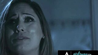 Reena Sky's stepmom control shattered by Christmas lesbian haunt