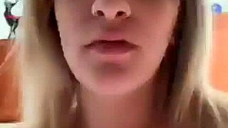 Blonde teen webcam girl goes TOPLESS with big ass and tits