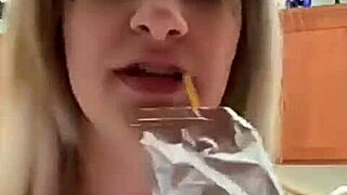 Blonde teen webcam girl goes TOPLESS with big ass and tits