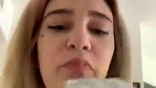 Blonde teen webcam girl goes TOPLESS with big ass and tits