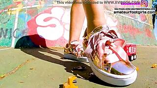 kati crushes toy cars under sneakers in giantess car trample frenzy