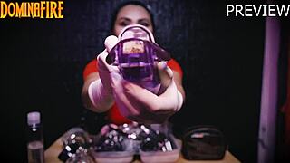 nurse dominafire snaps latex gloves on caged patient in hospital for raw asmr domination