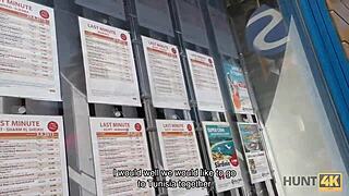 Stranger pays slutty teen for hidden cam blowjob in cash hunt