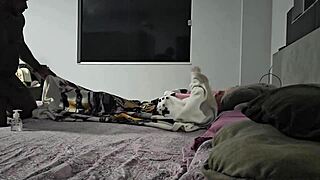 Couldn't hold back, ripped clothes off tired chubby maid and fucked her big ass pussy doggystyle on bed