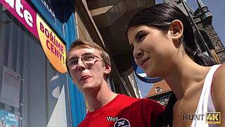 Stranger pays slutty teen for hidden cam blowjob in cash hunt