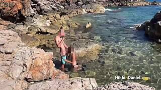 i spot sexy blonde with perfect ass on beach and we fuck passionately in lagoon outdoors pov