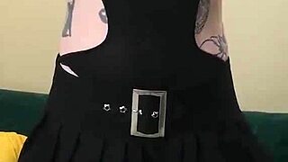 kit summers STRIPS in little black bodysuit gothic miniskirt part 3 photoshoot